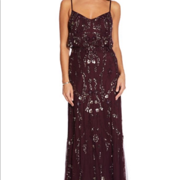 Adrianna Papell Floral Beaded Dress Size 2 - Picture 1 of 7
